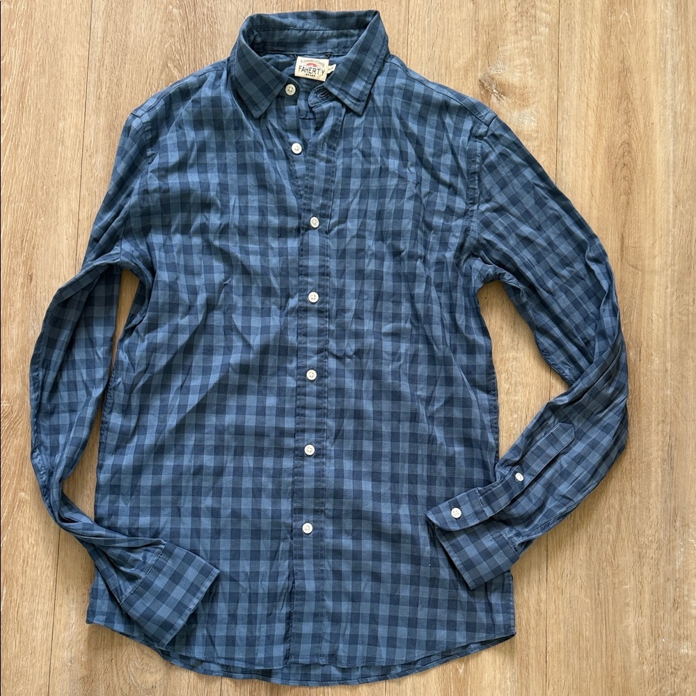 Mens Faherty Blue Checkered Shirt